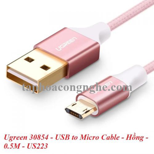 Ugreen 30854 0.5M màu Hồng Cáp sạc truyền dữ liệu USB 2.0 sang MICRO USB dây bọc nhựa PVC US223 30030854